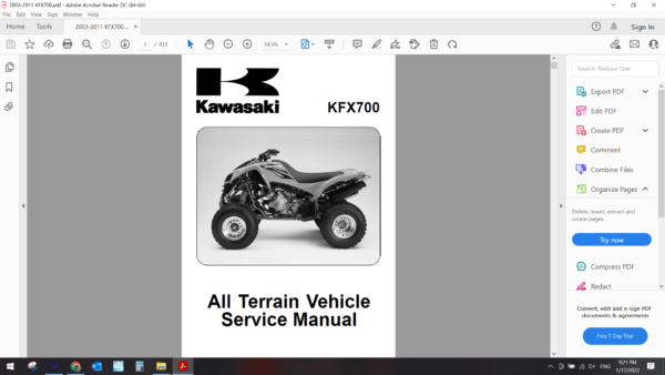 2004 2011 kawasaki KFX700 DOWNLOAD SERVICE MANUAL PDF