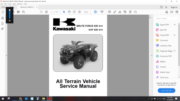 2005 2012 kawasaki BRUTE FORCE 650 DOWNLOAD SERVICE MANUAL PDF