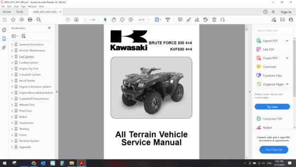 2005 2013 kawasaki KVF 650 DOWNLOAD SERVICE MANUAL PDF