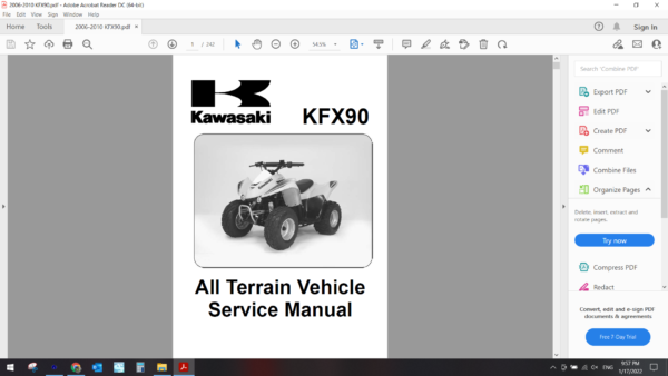 2006 2010 kawasaki KFX 90 DOWNLOAD SERVICE MANUAL PDF