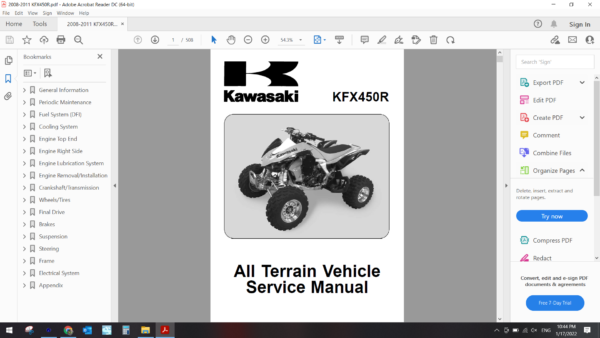 2008 2011 kawasaki KFX450R DOWNLOAD SERVICE MANUAL PDF