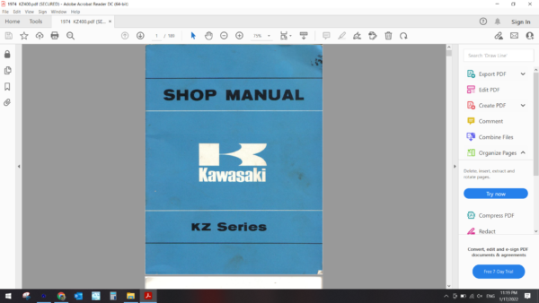 1974 KAWASAKI KZ400 DOWNLOAD SERVICE MANUAL PDF