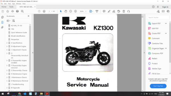 1979 1883 kawasaki KZ 1300 DOWNLOAD SERVICE MANUAL PDF