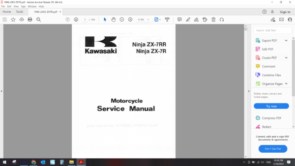 1996 1999 kawasaki ZX7R DOWNLOAD SERVICE MANUAL PDF