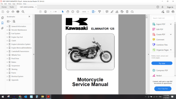 1998 2009 kawasaki ELIMINATOR 125 DOWNLOAD SERVICE MANUAL PDF