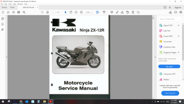 2000 kawasaki zx12r DOWNLOAD SERVICE MANUAL PDF