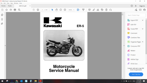 2001 2005 kawasaki Er5 DOWNLOAD SERVICE MANUAL PDF