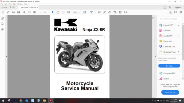 2007 2008 kawasaki ZX600 download service manual