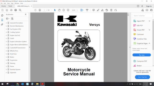 2007 2009 kawasaki Versys KLE650 download service manual
