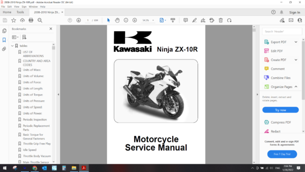 2008 2010 kawasaki Ninja ZX10R download service manual