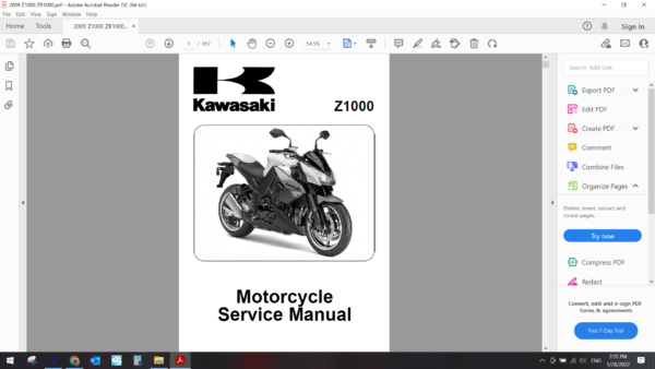 2010 kawasaki Z1000 ZR 1000 download service manual