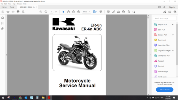 2009 2011 kawasaki ER 650 ER 6n ABS download service manual