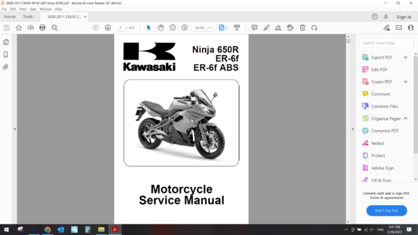 2009 2011 kawasaki EX650 ER 6f ABS Ninja 650R download service manual