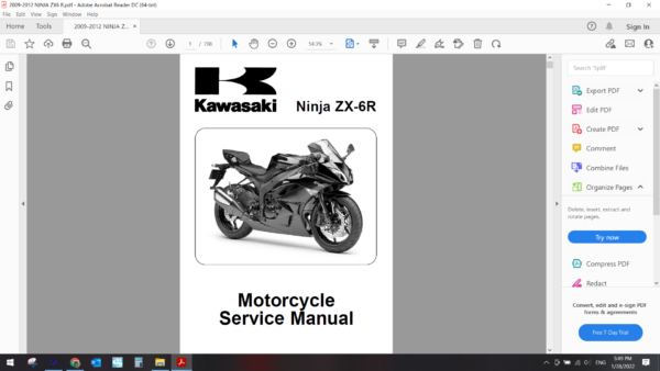 2009 2012 kawasaki NINJA ZX6 download service manual