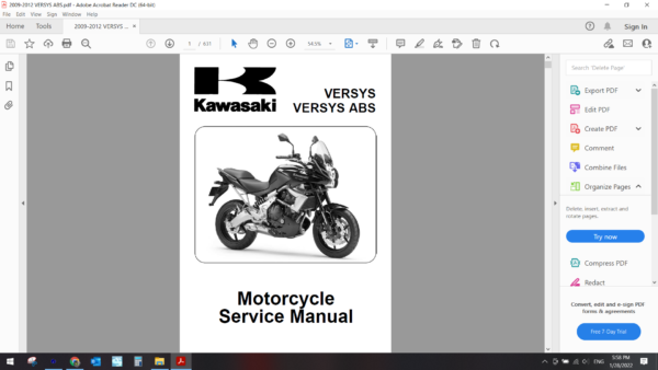 2010 2012 kawasaki VERSYS ABS download service manual