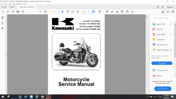 2009 2012 kawasaki VULCAN 1700 NOMAD ABS download service manual