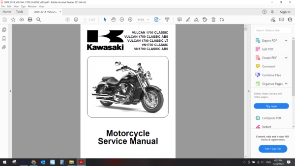 2009 2014 kawasaki VULCAN 1700 CLASSIC ABS download service manual