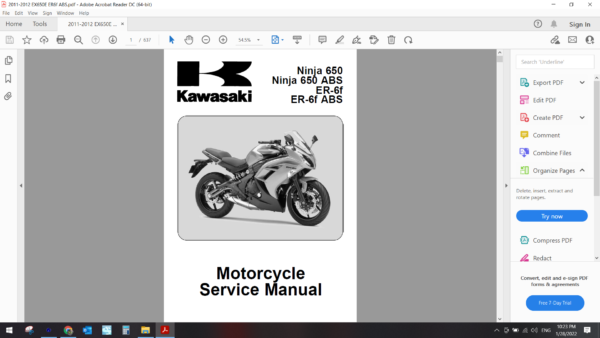 2011 2012 EX 650E ER6f ABS download service manual