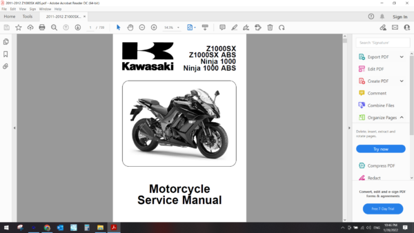 2011 2012 kawasaki Z1000 SX ABS download service manual