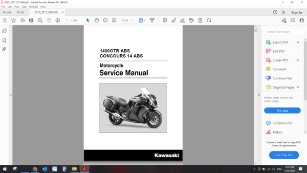 2015 2017 kawasaki 1400 GTR ABS download service manual