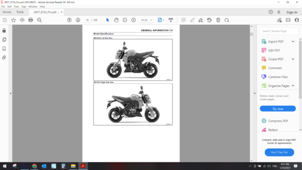 2016 2017 kawasaki Z125 Pro download service manual