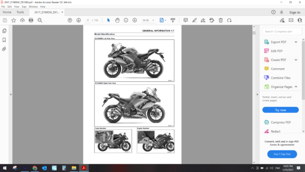 2017 kawasaki Z1000SX ZX1000 download service manual