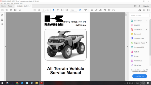 2008-2010 kawasaki BRUTE FORCE 750 4×4i DOWNLOAD SERVICE MANUAL PDF