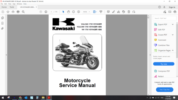 2009 2010 kawasaki VULCAN 1700 VOYAGER ABS download service manual