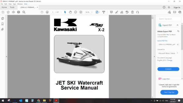 2006 kawasaki X2 JF 800 download service manual