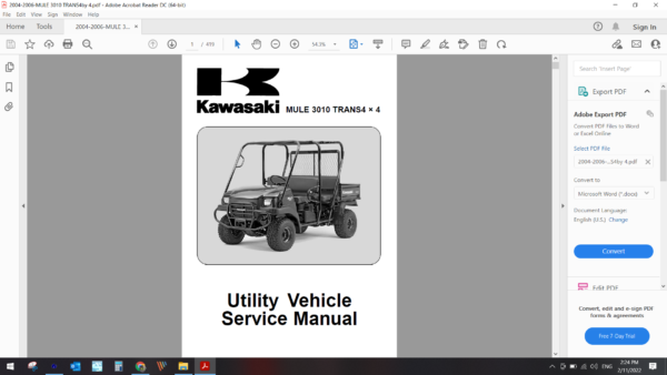 2005 2007 kawasaki MULE 3010 TRANS 4X4 download service manual