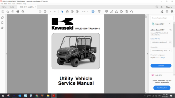 2009 2012 kawasaki MULE 4010 TRANS 4x4 download service manual