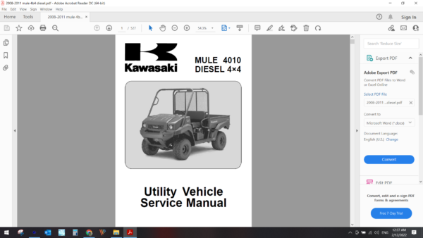 2009 2012 kawasaki MULE 4010 DIESEL 4×4 download service manual