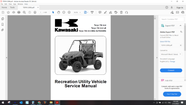 2008 kawasaki TERYX download service manual