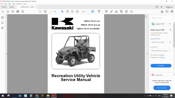 2010 2011 kawasaki TERYX download service manual