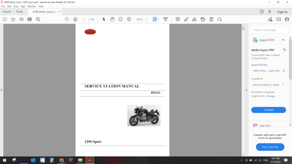 2006 Moto Guzzi 1200 Sport download service manual