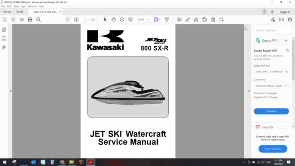 2002 2010 kawasaki SXR JS 800 download service manual