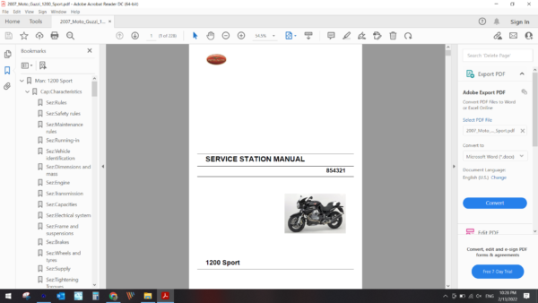 2007 Moto Guzzi 1200 Sport download service manual