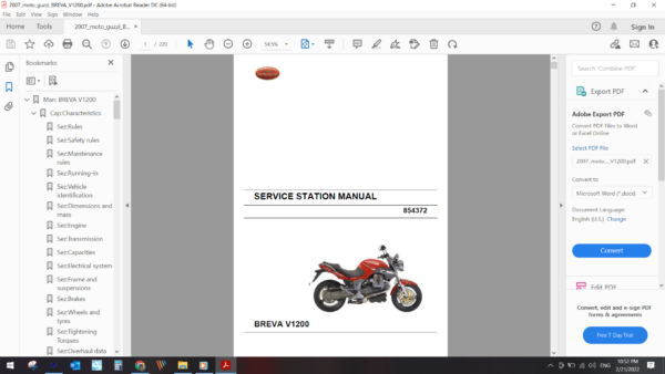 2007 moto guzzi BREVA V1200 download service manual