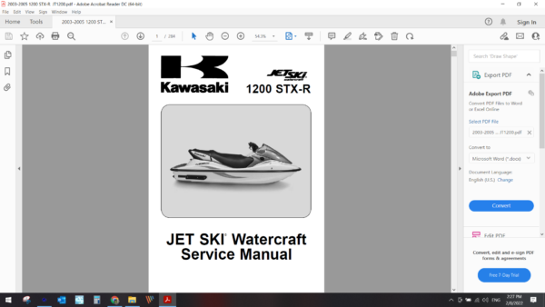 2003 2005 kawasaki1200 STX R JT 1200 download service manual