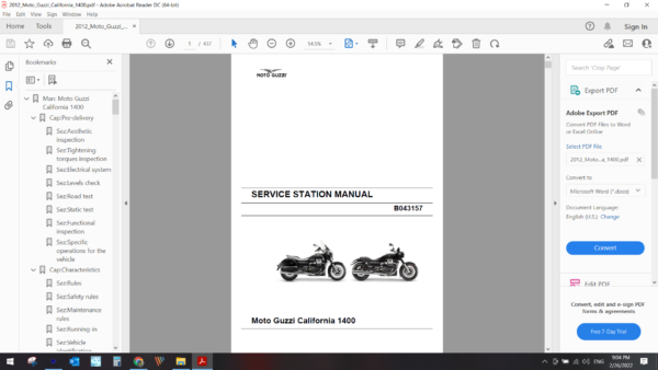 2012 Moto Guzzi California 1400 download service manual