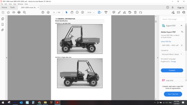 2001 2006 KAWASAKI mule 3000 3010 3020 download service manual