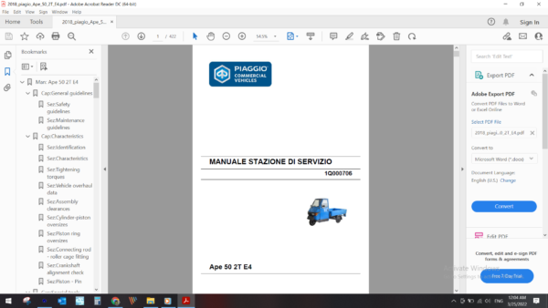 2018 piaggio Ape 50 2T E4 download service manual pdf