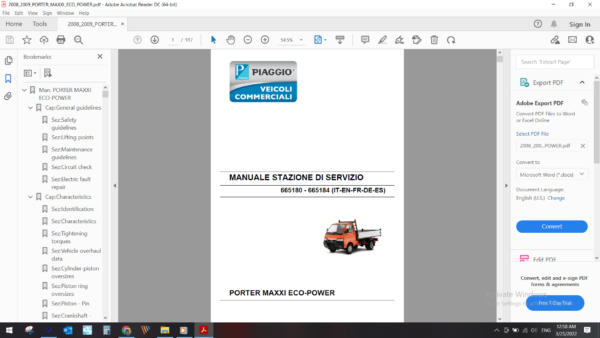 2008 2009 piaggio PORTER MAXXI ECO POWER download service manual pdf