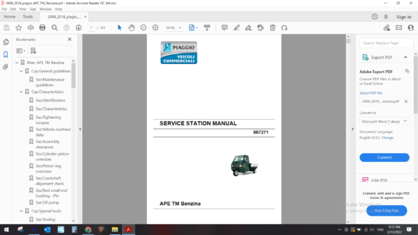 2008 2018 piaggio APE TM Benzina download service manual