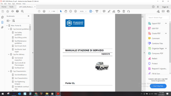 2017 2020 piaggio Porter EL download service manual pdf