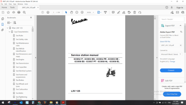 2007 vespa LXV 125 download service manual pdf