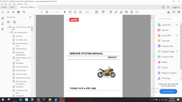 2015 2017 APRILIA TUONO V4 R a PRC ABS DOWNLOAD SERVICE MANUAL PDF