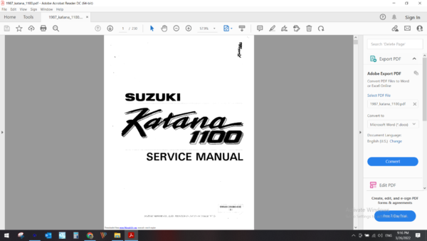 1987 Suzuki katana 1100 download service manual pdf