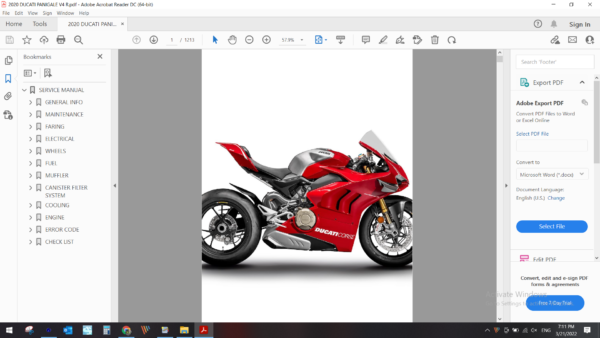 2020 DUCATI PANIGALE V4 R download service manual PDF