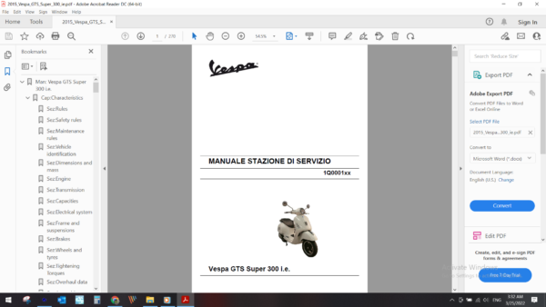 2015 Vespa GTS Super 300 ie download service manual pdf